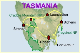 Unsere Route auf Tasmanien